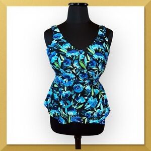 NWT Maxine of Hollywood Women's Over The Shoulder Empire Tankini Swimsuit Top 14